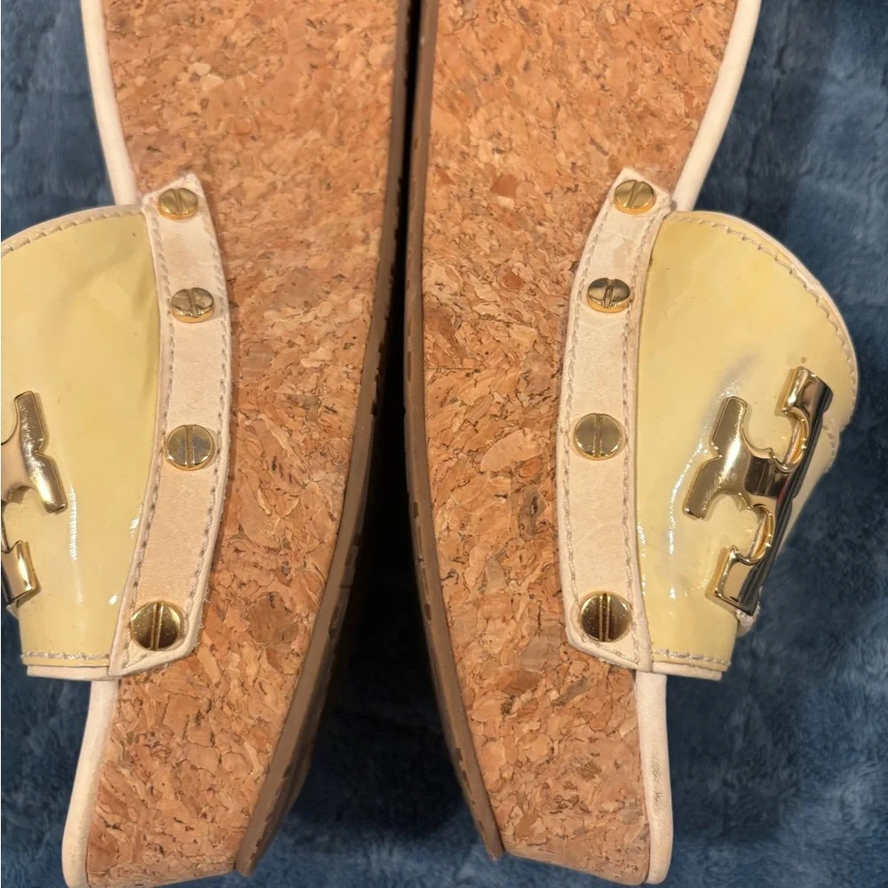 Tory Burch Yellow Cork Wedge Sandals - Picture 4 of 10
